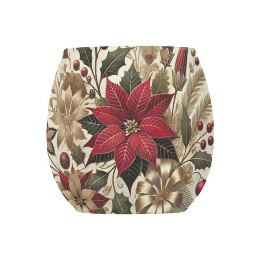 Atelierra small glass candle holder with poinsettia and lily art deco design, adding a festive glow to holiday decor.