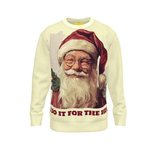 Do It for the Ho Ho Ho Christmas jumper featuring a cheerful Santa Claus illustration, perfect for festive holiday gatherings.