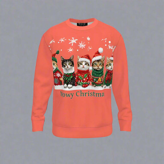 Snowy Christmas Cats Jumper featuring adorable cats in festive attire